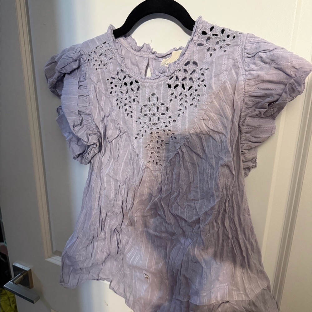 Universal Thread Lavender Eyelet Ruffle Sleeve Top